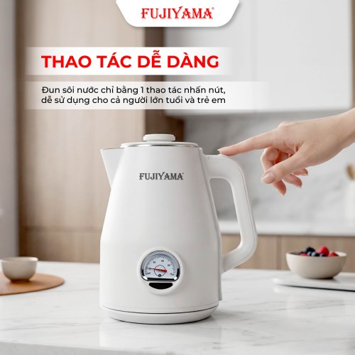  Ấm Siêu Tốc Nhiệt Kế Retro Fujiyama FK1810 1.8L – Inox 304 2 Lớp An Toàn – Hiển Thị Nhiệt Độ – Tự Ngắt Khi Sôi